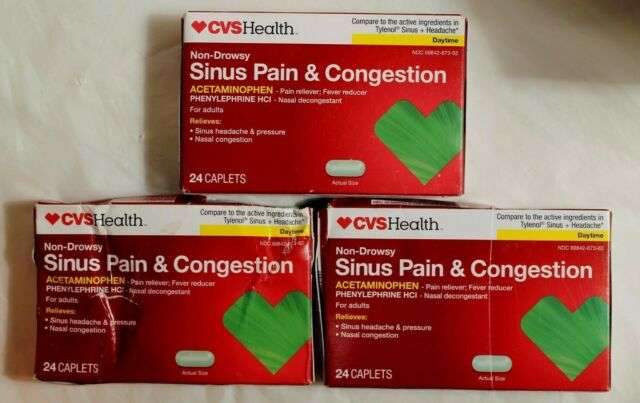 2 Pkgs CVS Sinus Pain &  Congestion Daytime 24 Caplets Like ...