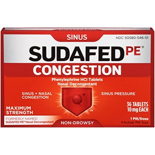 5 Pack Sudafed PE Sinus Congestion Non