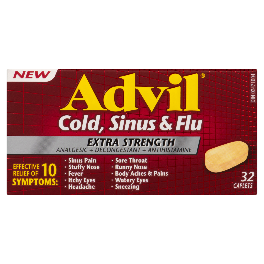 Advil Cold, Sinus &  Flu Analgesic + Decongestant ...