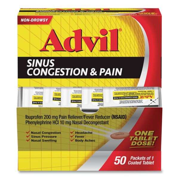 Advil Sinus Congestion &  Pain Relief, 50/Box ...