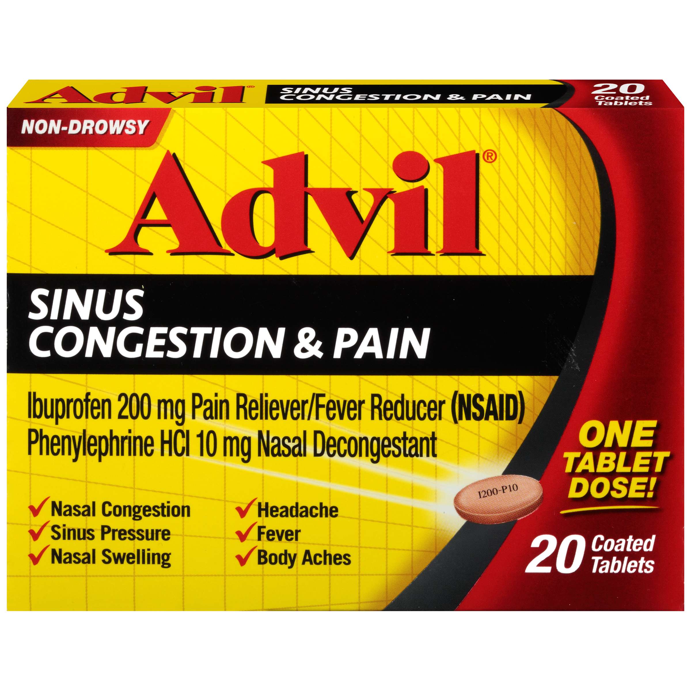 Advil Sinus Congestion &  Pain Relief, Pain &  Fever Reducer ...
