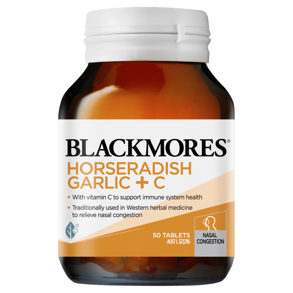Blackmores Horseradish Garlic + C 50 Tablets Nasal ...