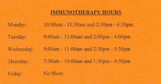 Immunotherapy Hours Available