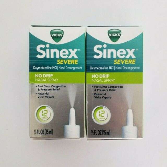 Lot of 2 Vicks Sinex Severe No Drip Nasal Spray 12 Hour ...