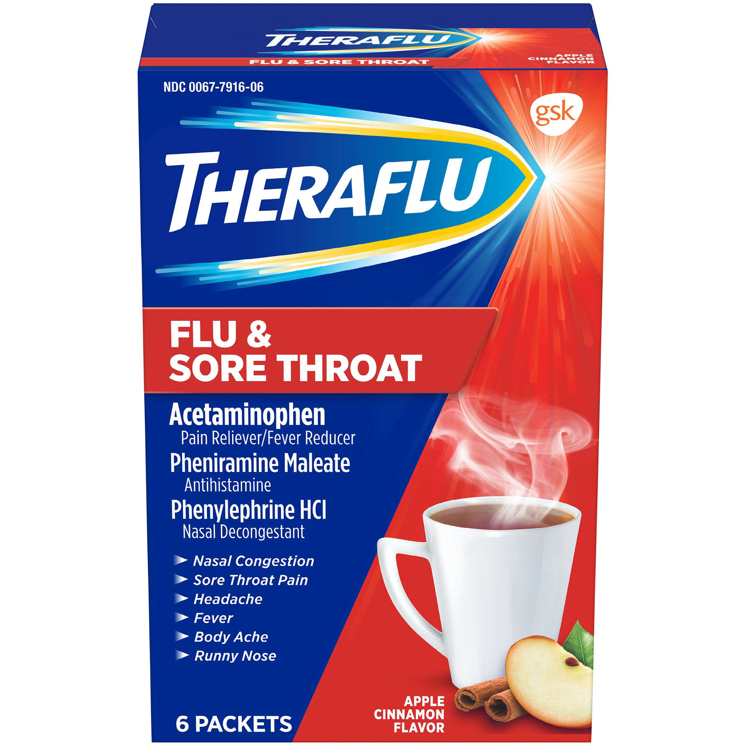Theraflu Theraflu Flu &  Sore Throat Packets Pain Reliever ...