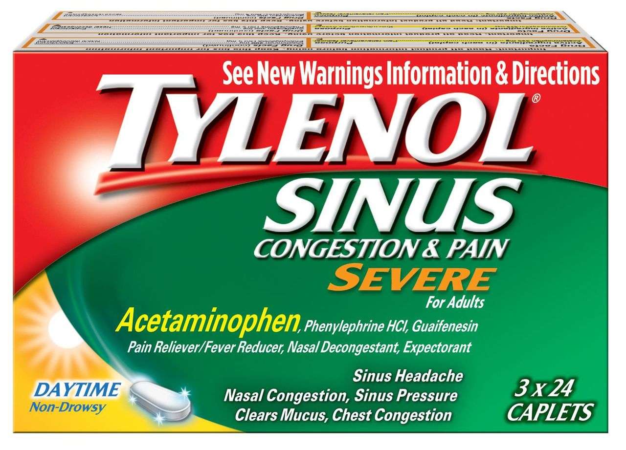 Tylenol Sinus Congestion and Pain Severe Caplets, 3 Pk. 24 ...