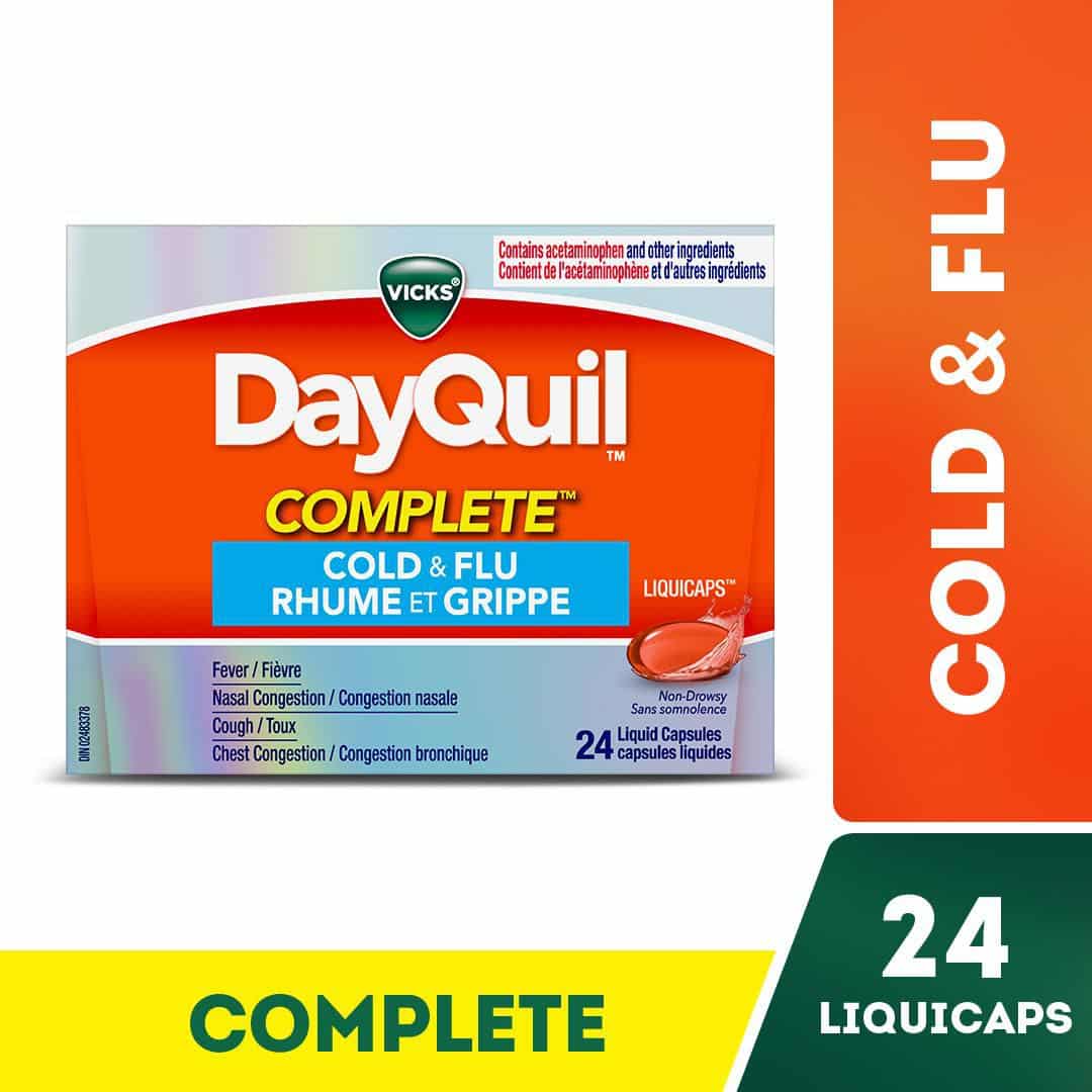 Vicks DayQuil COMPLETE Cold and Flu Medicine, Daytime, Non