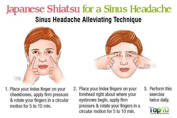 What area of the face would you massage to relieve sinus pressure?